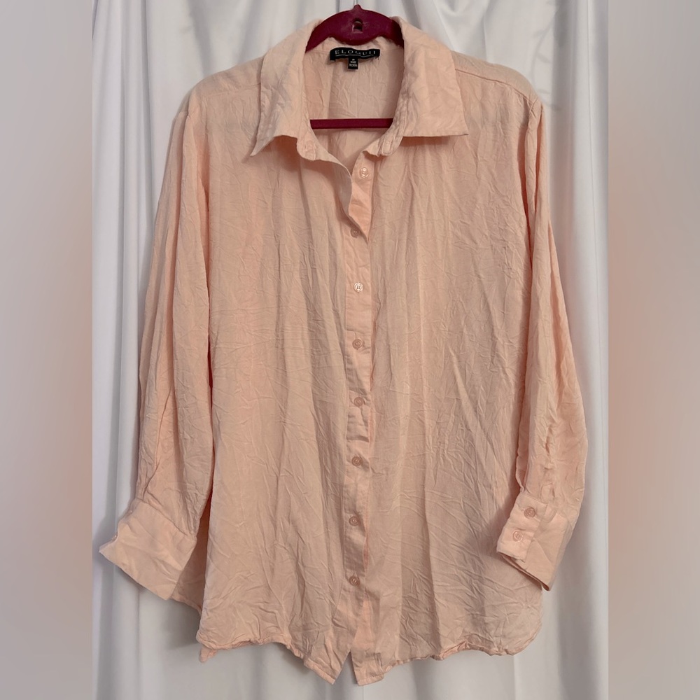 Eloquii Pink Button Down Top, Size 20